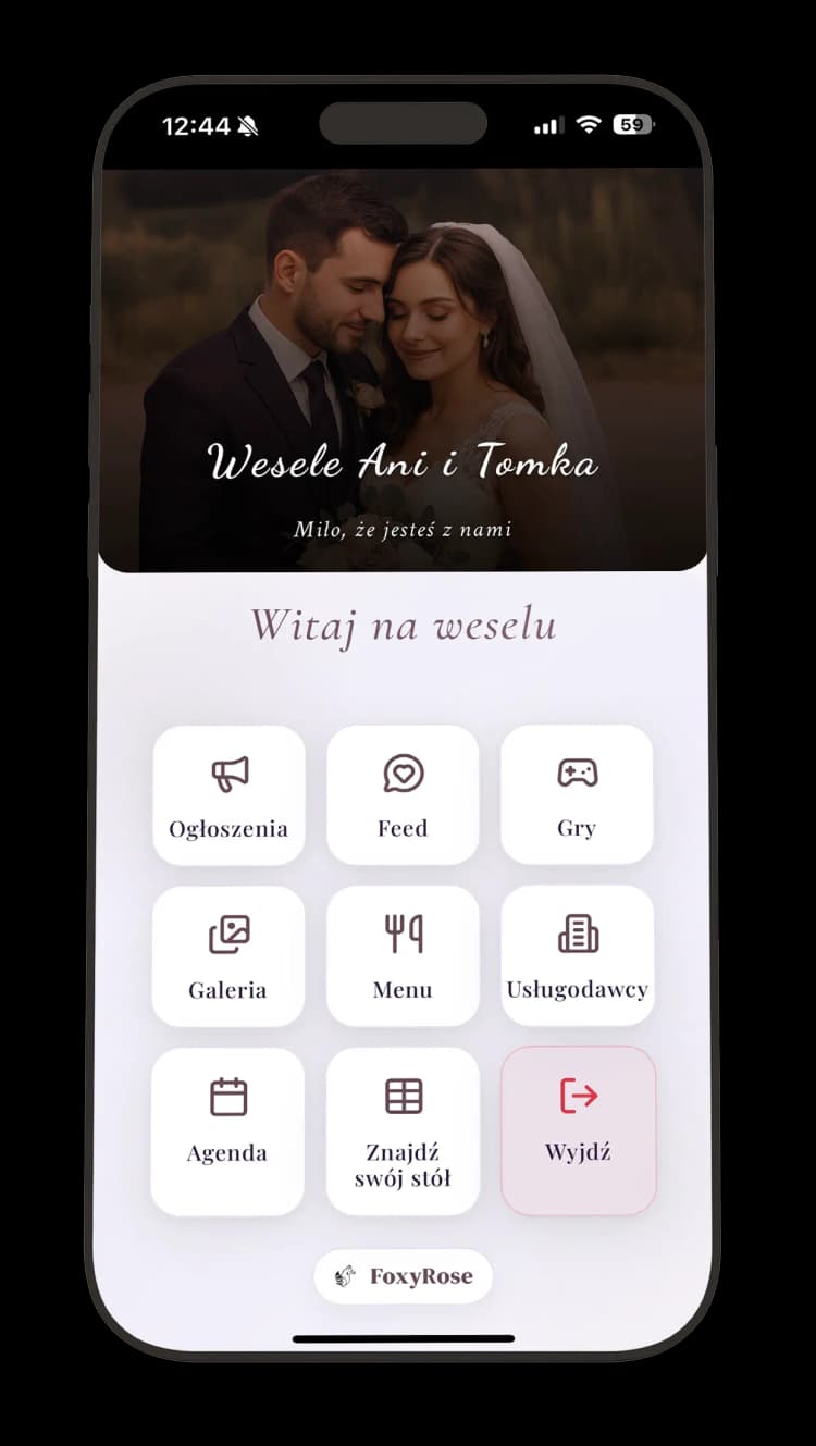 Główny ekran aplikacji FoxyRose